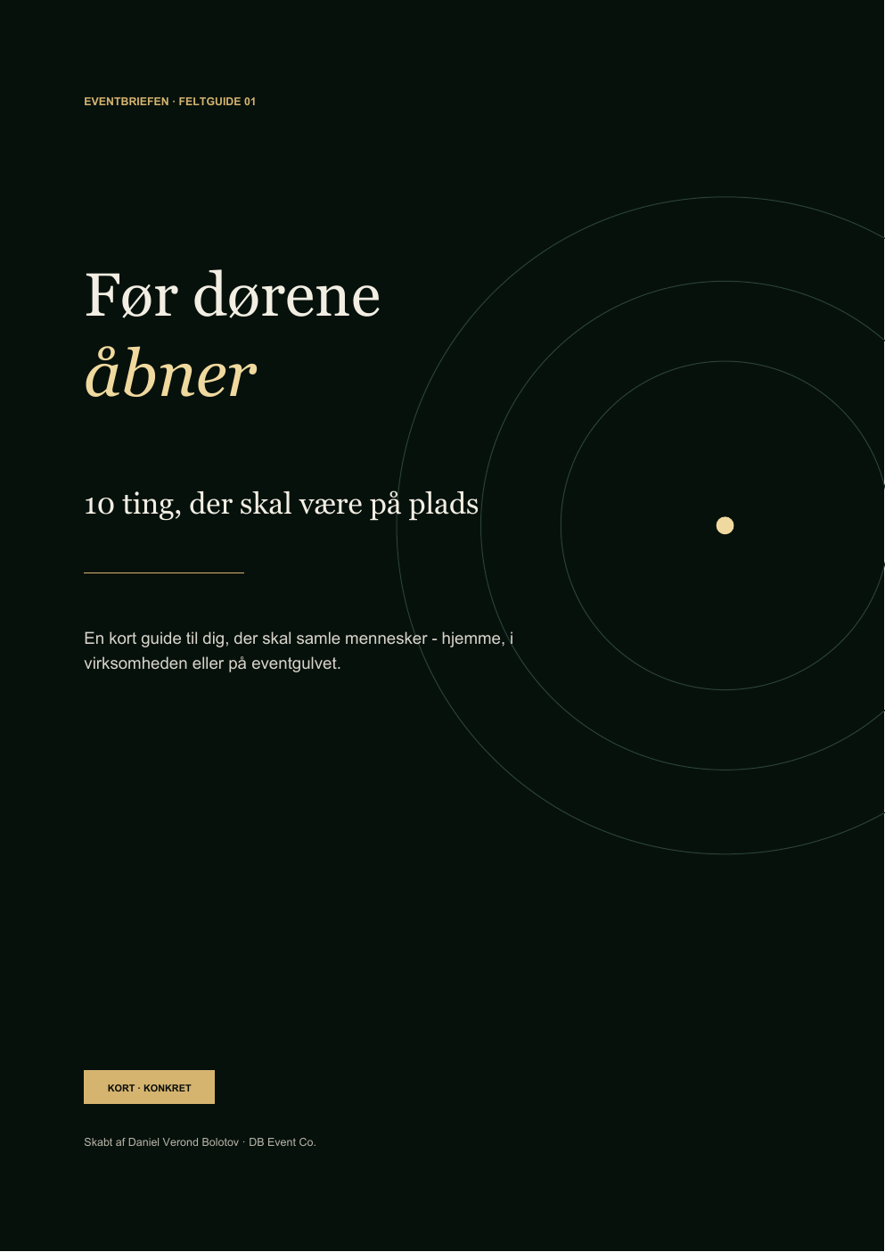 Forsiden af guiden Før dørene åbner